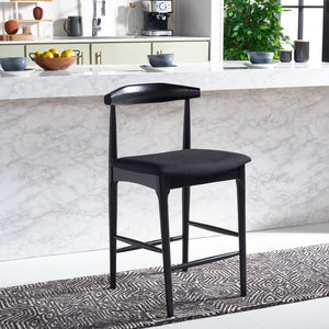 Safavieh Lionel Mid-Century Modern Counter Stool With Bentwood Back And Cream Padded Seat For Comfort Black BST1502B