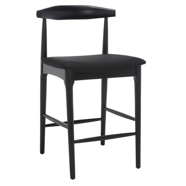 Safavieh Lionel Mid-Century Modern Counter Stool With Bentwood Back And Cream Padded Seat For Comfort Black BST1502B