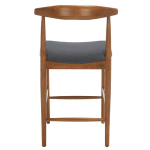 Safavieh Lionel Mid-Century Modern Counter Stool With Bentwood Back And Cream Padded Seat For Comfort Walnut / Dark Grey BST1502C