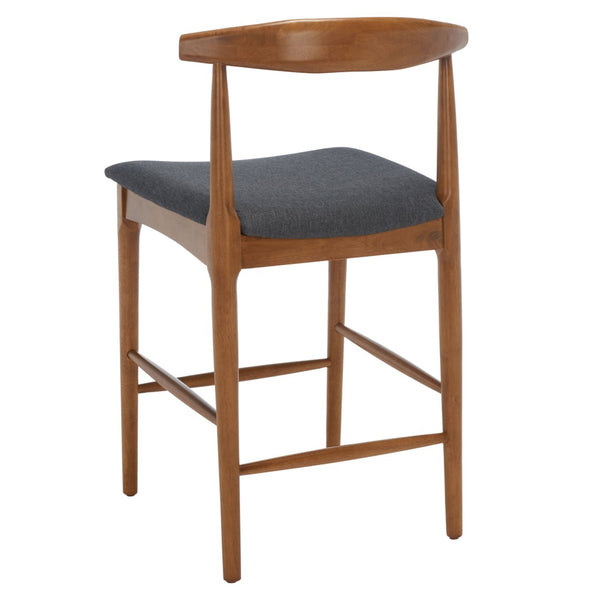 Safavieh Lionel Mid-Century Modern Counter Stool With Bentwood Back And Cream Padded Seat For Comfort Walnut / Dark Grey BST1502C