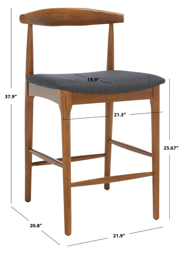 Safavieh Lionel Mid-Century Modern Counter Stool With Bentwood Back And Cream Padded Seat For Comfort Walnut / Dark Grey BST1502C