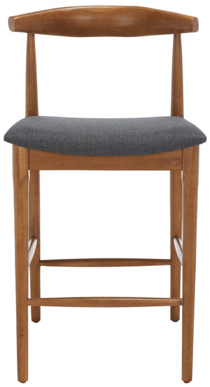 Safavieh Lionel Mid-Century Modern Counter Stool With Bentwood Back And Cream Padded Seat For Comfort Walnut / Dark Grey BST1502C