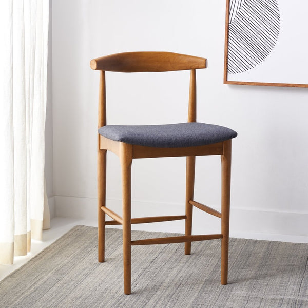 Safavieh Lionel Mid-Century Modern Counter Stool With Bentwood Back And Cream Padded Seat For Comfort Walnut / Dark Grey BST1502C