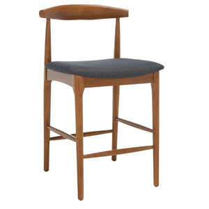 Safavieh Lionel Mid-Century Modern Counter Stool With Bentwood Back And Cream Padded Seat For Comfort Walnut / Dark Grey BST1502C