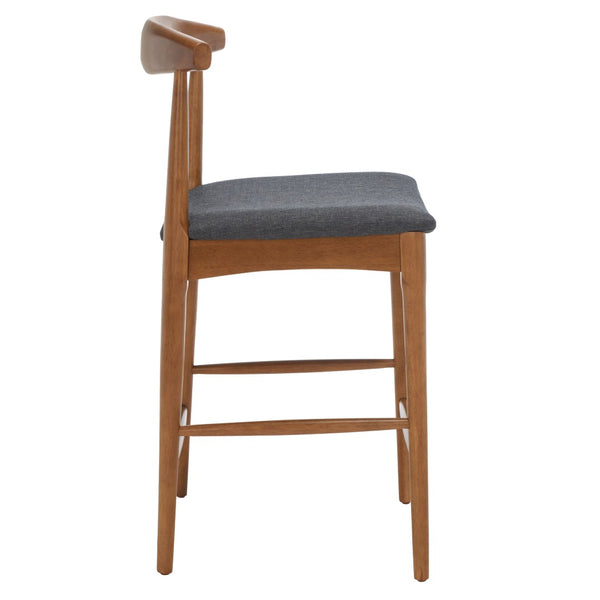 Safavieh Lionel Mid-Century Modern Counter Stool With Bentwood Back And Cream Padded Seat For Comfort Walnut / Dark Grey BST1502C