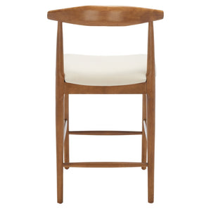 Safavieh Lionel Mid-Century Modern Counter Stool With Bentwood Back And Cream Padded Seat For Comfort Walnut / Cream BST1502D