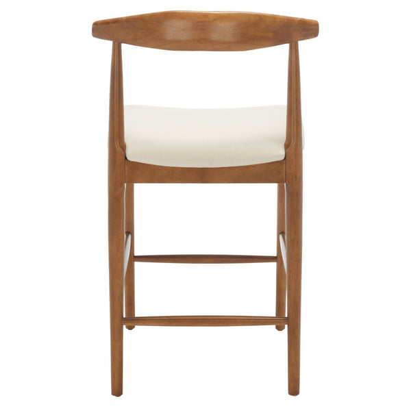 Safavieh Lionel Mid-Century Modern Counter Stool With Bentwood Back And Cream Padded Seat For Comfort Walnut / Cream BST1502D