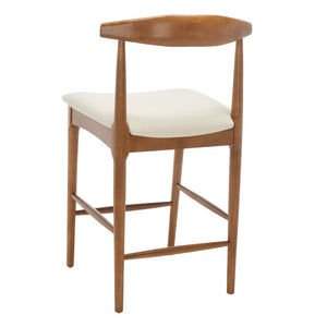 Safavieh Lionel Mid-Century Modern Counter Stool With Bentwood Back And Cream Padded Seat For Comfort Walnut / Cream BST1502D