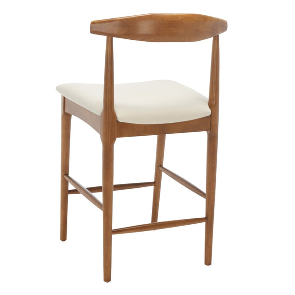 Safavieh Lionel Mid-Century Modern Counter Stool With Bentwood Back And Cream Padded Seat For Comfort Walnut / Cream BST1502D