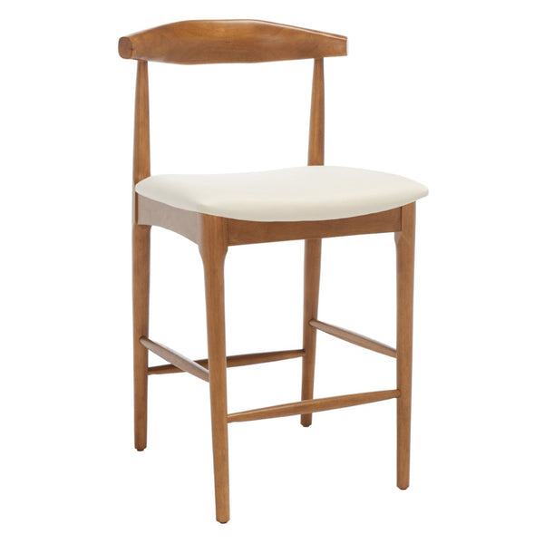 Safavieh Lionel Mid-Century Modern Counter Stool With Bentwood Back And Cream Padded Seat For Comfort Walnut / Cream BST1502D
