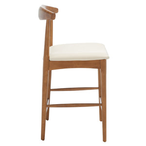 Safavieh Lionel Mid-Century Modern Counter Stool With Bentwood Back And Cream Padded Seat For Comfort Walnut / Cream BST1502D