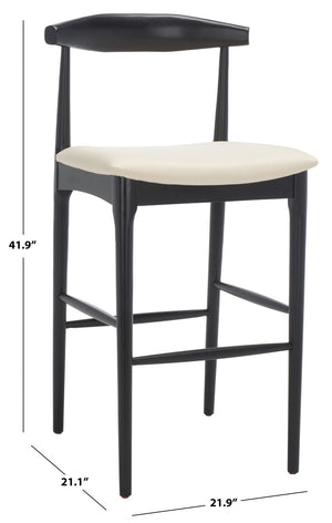 Safavieh Lionel Retro Bar Stool - Stylish Mid-Century Design With Comfort, Perfect For Home Bars And Kitchens Black / Cream BST1503A