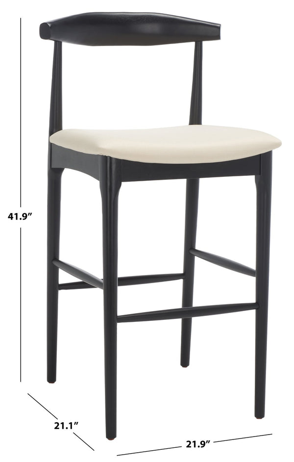 Safavieh Lionel Retro Bar Stool - Stylish Mid-Century Design With Comfort, Perfect For Home Bars And Kitchens Black / Cream BST1503A