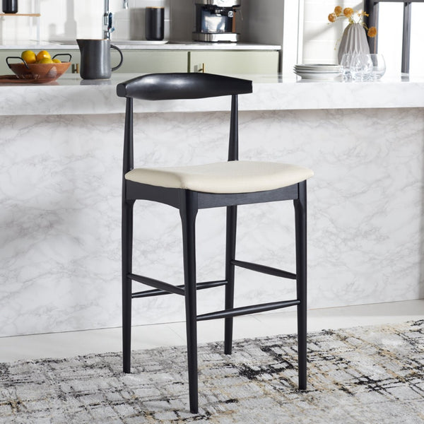 Safavieh Lionel Retro Bar Stool - Stylish Mid-Century Design With Comfort, Perfect For Home Bars And Kitchens Black / Cream BST1503A