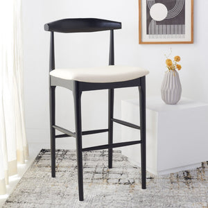 Safavieh Lionel Retro Bar Stool - Stylish Mid-Century Design With Comfort, Perfect For Home Bars And Kitchens Black / Cream BST1503A