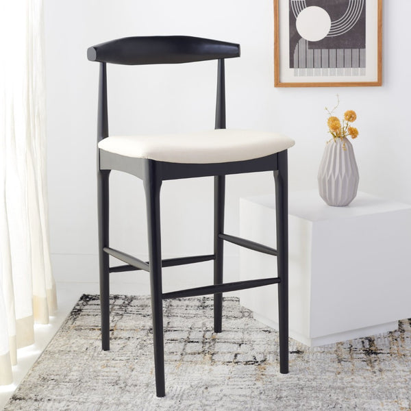 Safavieh Lionel Retro Bar Stool - Stylish Mid-Century Design With Comfort, Perfect For Home Bars And Kitchens Black / Cream BST1503A