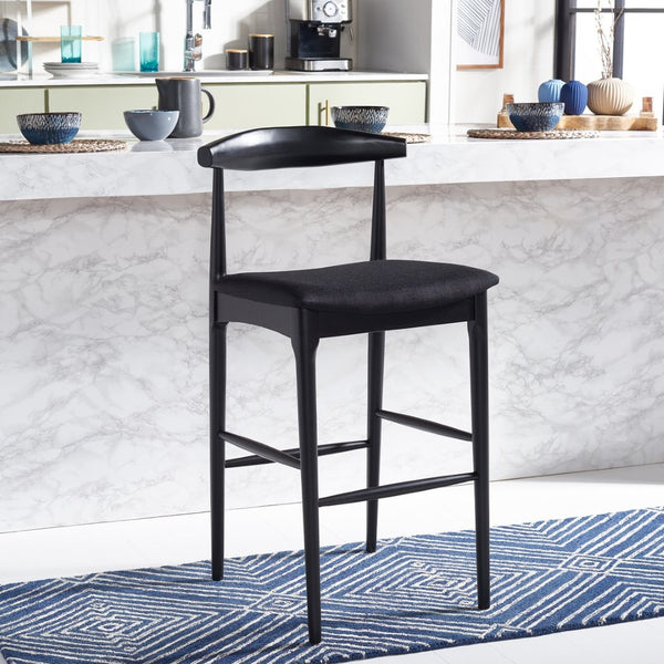 Safavieh Lionel Retro Bar Stool - Stylish Mid-Century Design With Comfort, Perfect For Home Bars And Kitchens Black BST1503B