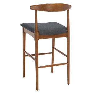 Safavieh Lionel Retro Bar Stool - Stylish Mid-Century Design With Comfort, Perfect For Home Bars And Kitchens Walnut / Dark Grey BST1503C