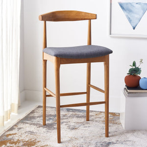 Safavieh Lionel Retro Bar Stool - Stylish Mid-Century Design With Comfort, Perfect For Home Bars And Kitchens Walnut / Dark Grey BST1503C