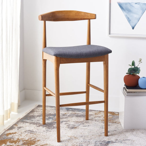 Safavieh Lionel Retro Bar Stool - Stylish Mid-Century Design With Comfort, Perfect For Home Bars And Kitchens Walnut / Dark Grey BST1503C