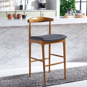 Safavieh Lionel Retro Bar Stool - Stylish Mid-Century Design With Comfort, Perfect For Home Bars And Kitchens Walnut / Dark Grey BST1503C