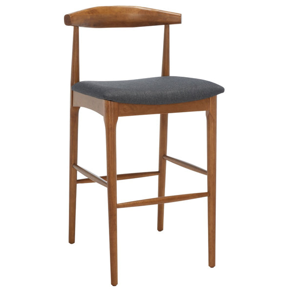 Safavieh Lionel Retro Bar Stool - Stylish Mid-Century Design With Comfort, Perfect For Home Bars And Kitchens Walnut / Dark Grey BST1503C