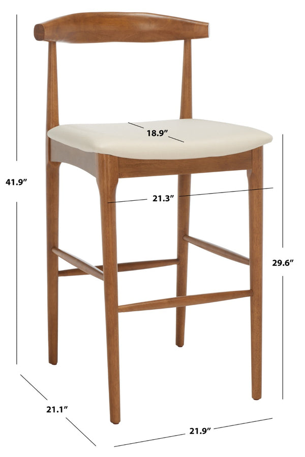 Safavieh Lionel Retro Bar Stool - Stylish Mid-Century Design With Comfort, Perfect For Home Bars And Kitchens Walnut / Cream BST1503D