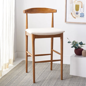 Safavieh Lionel Retro Bar Stool - Stylish Mid-Century Design With Comfort, Perfect For Home Bars And Kitchens Walnut / Cream BST1503D