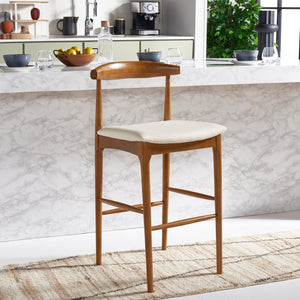 Safavieh Lionel Retro Bar Stool - Stylish Mid-Century Design With Comfort, Perfect For Home Bars And Kitchens Walnut / Cream BST1503D
