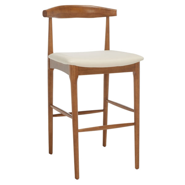 Safavieh Lionel Retro Bar Stool - Stylish Mid-Century Design With Comfort, Perfect For Home Bars And Kitchens Walnut / Cream BST1503D