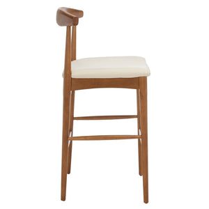 Safavieh Lionel Retro Bar Stool - Stylish Mid-Century Design With Comfort, Perfect For Home Bars And Kitchens Walnut / Cream BST1503D