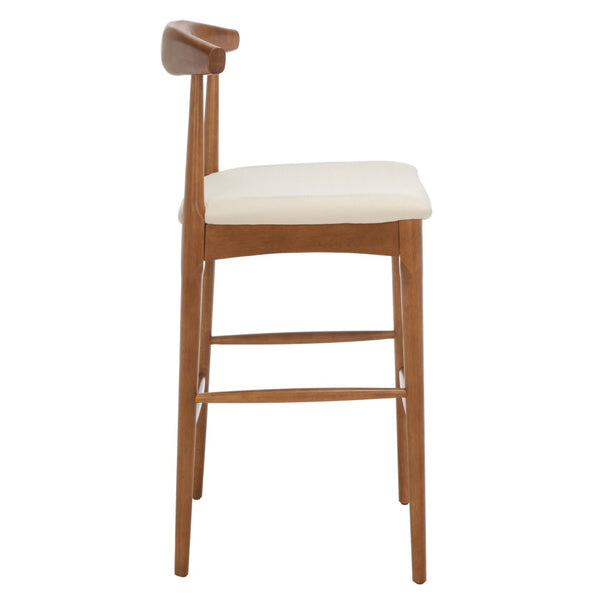 Safavieh Lionel Retro Bar Stool - Stylish Mid-Century Design With Comfort, Perfect For Home Bars And Kitchens Walnut / Cream BST1503D