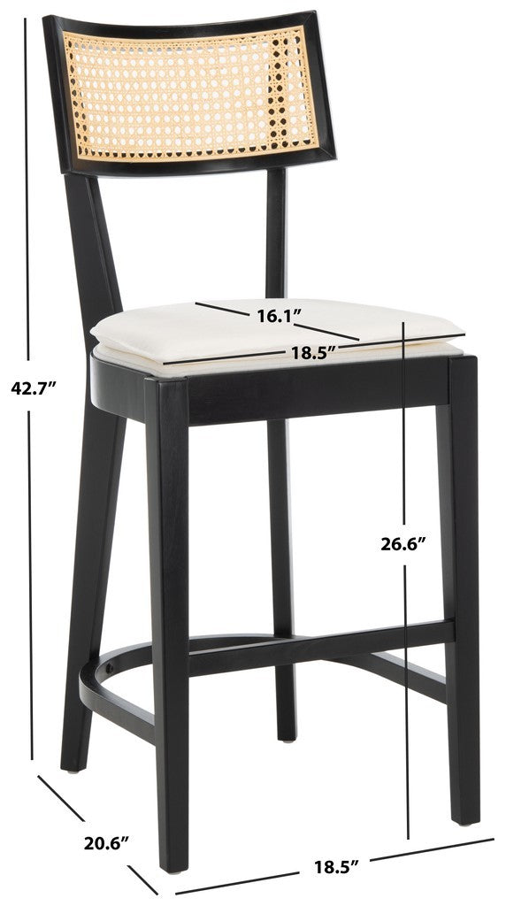 Safavieh Galway Cane Counter Stool Black / Natural BST1504B