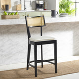 Safavieh Galway Cane Counter Stool Black / Natural BST1504B