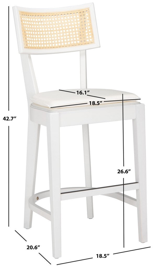 Safavieh Galway Cane Counter Stool White / Natural BST1504C