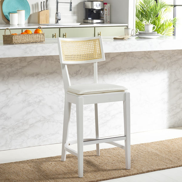 Safavieh Galway Cane Counter Stool White / Natural BST1504C