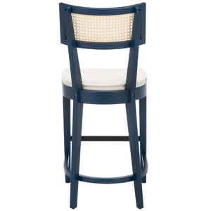 Safavieh Galway Cane Counter Stool Navy / Natural BST1504E