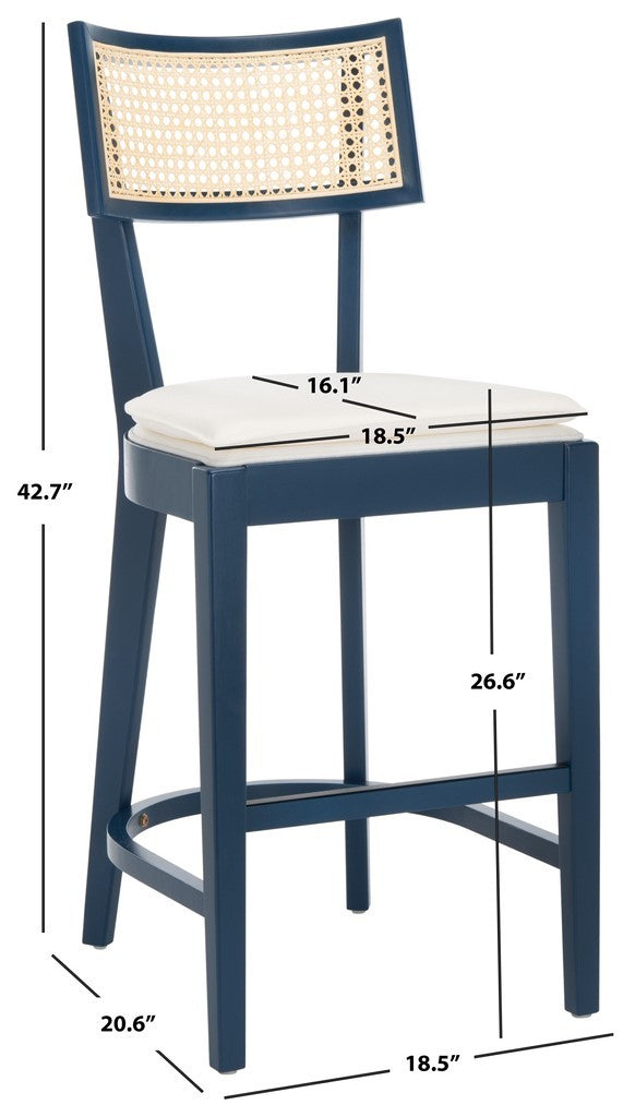 Safavieh Galway Cane Counter Stool Navy / Natural BST1504E