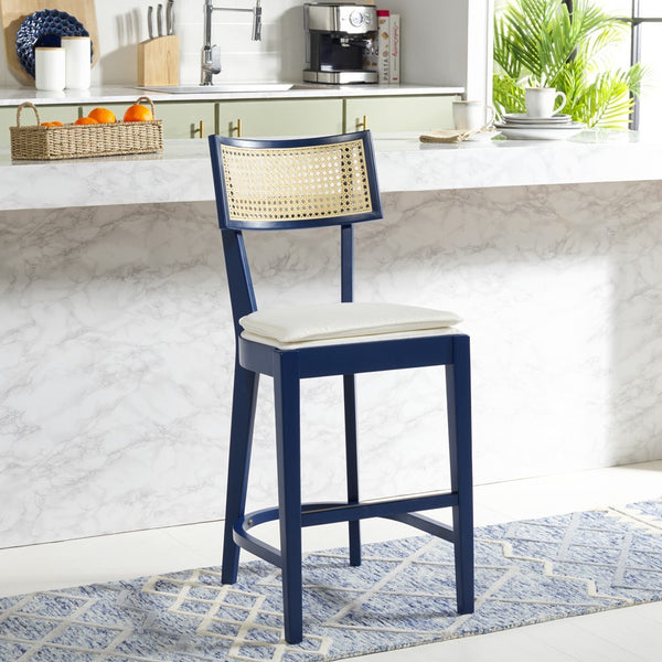 Safavieh Galway Cane Counter Stool Navy / Natural BST1504E
