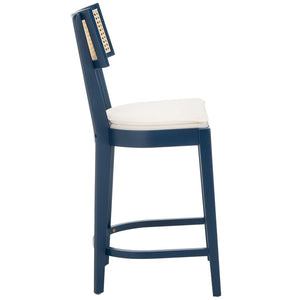 Safavieh Galway Cane Counter Stool Navy / Natural BST1504E