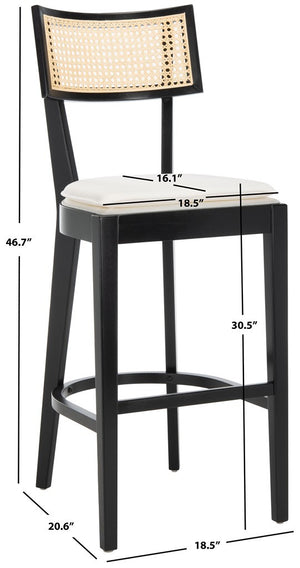 Safavieh Galway Cane Bar Stool Black / Natural BST1505B