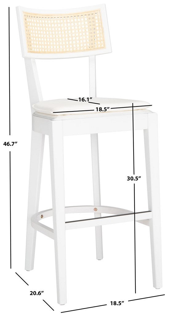 Safavieh Galway Cane Bar Stool White / Natural BST1505C