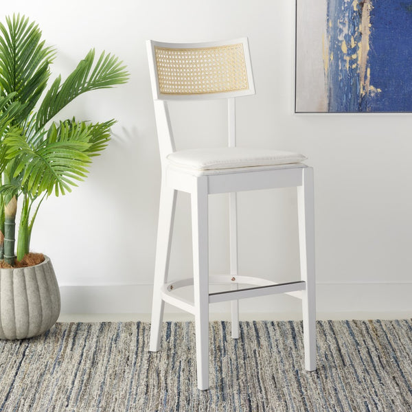 Safavieh Galway Cane Bar Stool White / Natural BST1505C