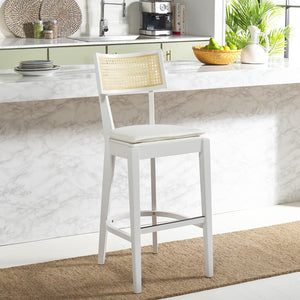 Safavieh Galway Cane Bar Stool White / Natural BST1505C