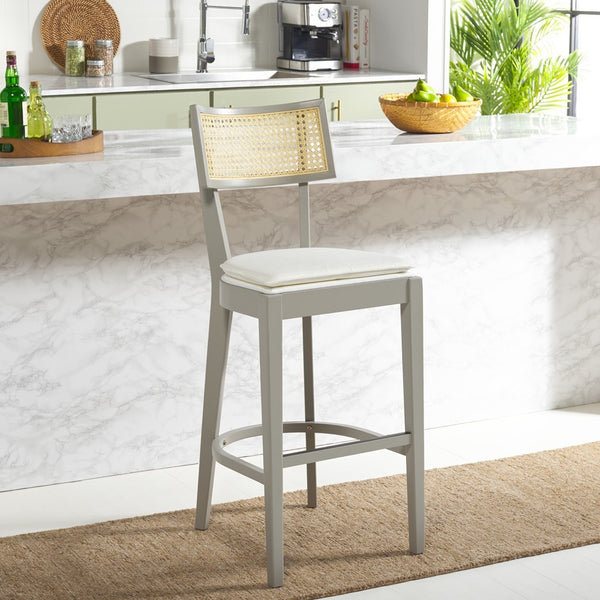 Safavieh Galway Cane Bar Stool Grey / Natural BST1505D