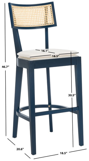 Safavieh Galway Cane Bar Stool Navy / Natural BST1505E