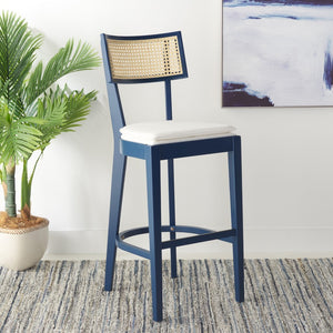 Safavieh Galway Cane Bar Stool Navy / Natural BST1505E