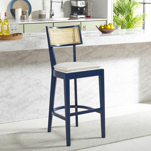 Safavieh Galway Cane Bar Stool Navy / Natural BST1505E