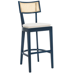 Safavieh Galway Cane Bar Stool Navy / Natural BST1505E