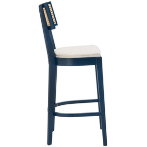 Safavieh Galway Cane Bar Stool Navy / Natural BST1505E
